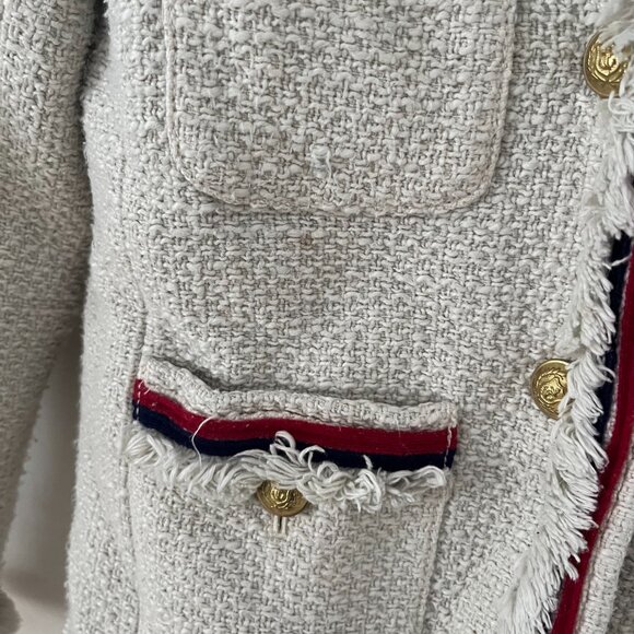 J. Crew Fringy Tweed Jacket Size 0 distressed - Picture 4 of 7